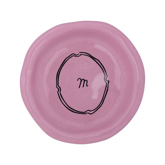 Personalized ceramic trinket dish with initials – Dusty Pink – Whimsy Dawn