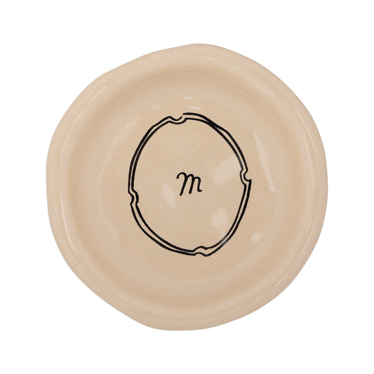 Personalized ceramic trinket dish with initials – Soft Bisque – Whimsy Dawn