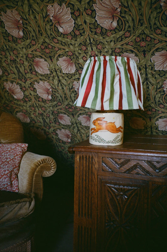 Solis Lamp & Vase - Soft Bisque x The Frill Shade - Cosy Stripes