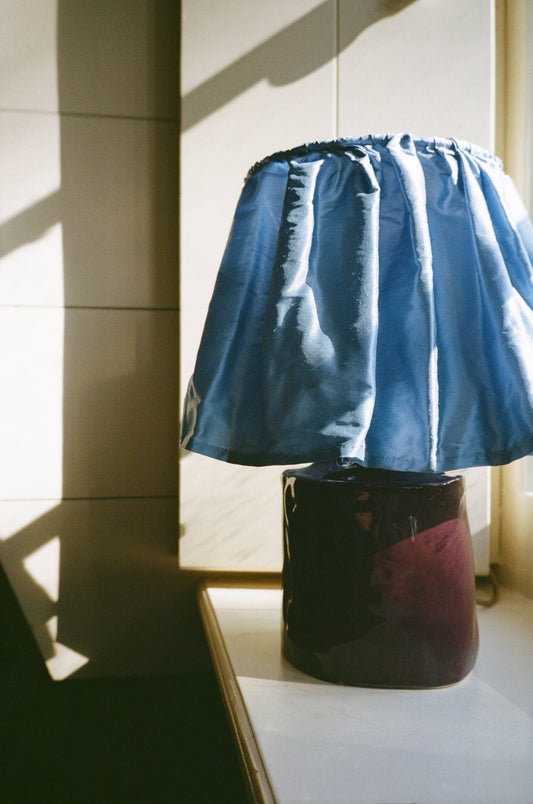 Solis Lamp & Vase - Velvet Fig x The Frill Shade - Blue Bell