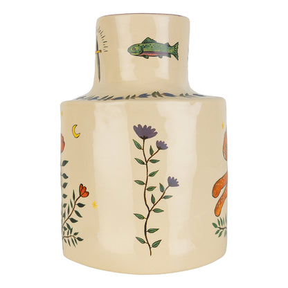 Solis Lamp & Vase - Soft Bisque x The Frill Shade - Cosy Stripes