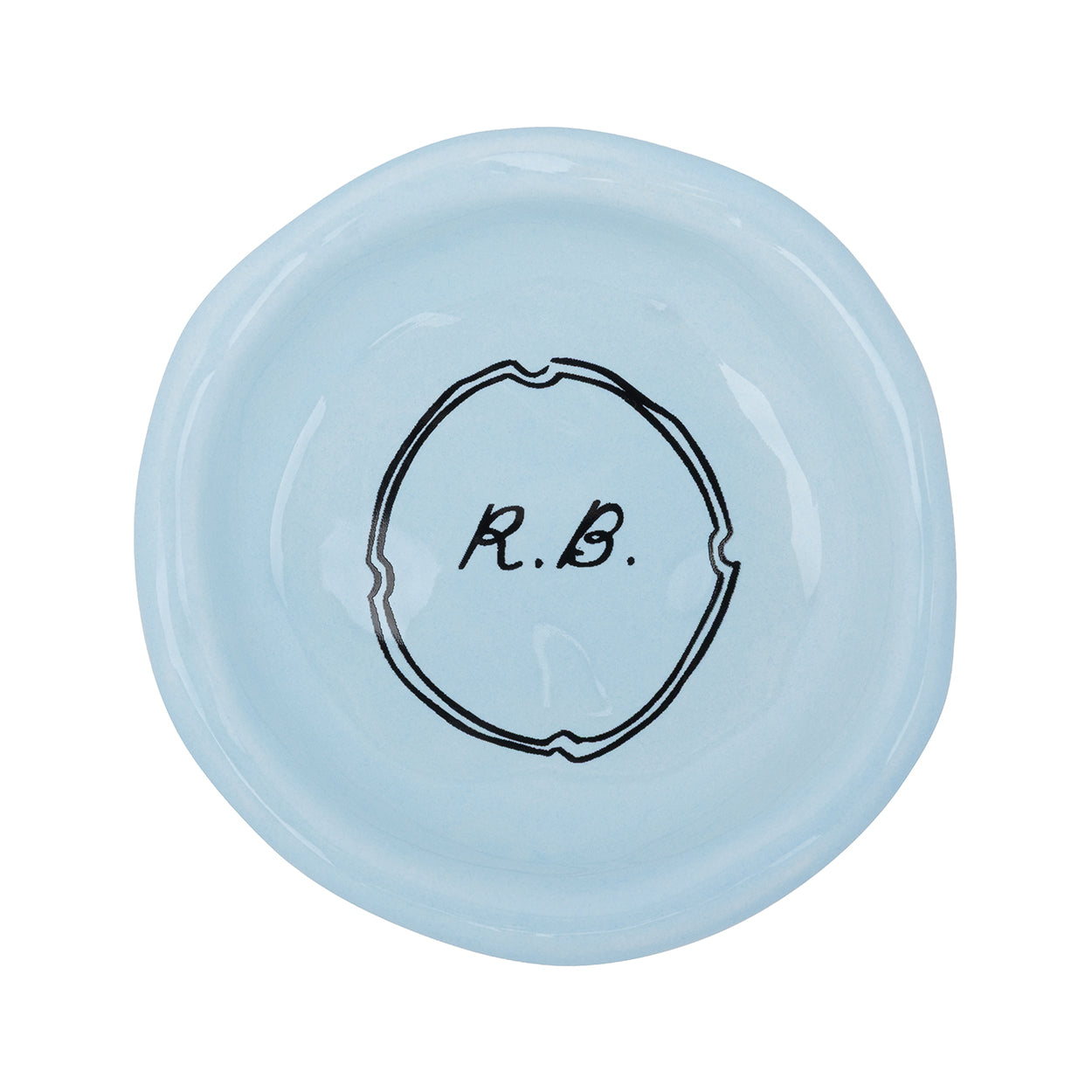 Personalized ceramic trinket dish with initials – Powder Blue – Whimsy Dawn