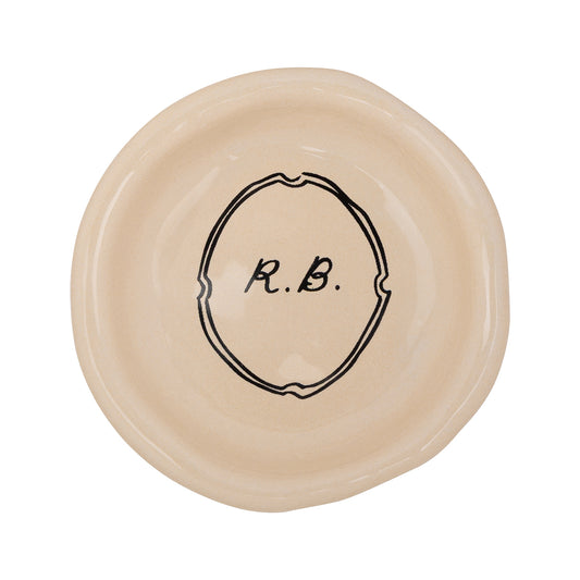 Trinket Dish with Initials - Soft Bisque